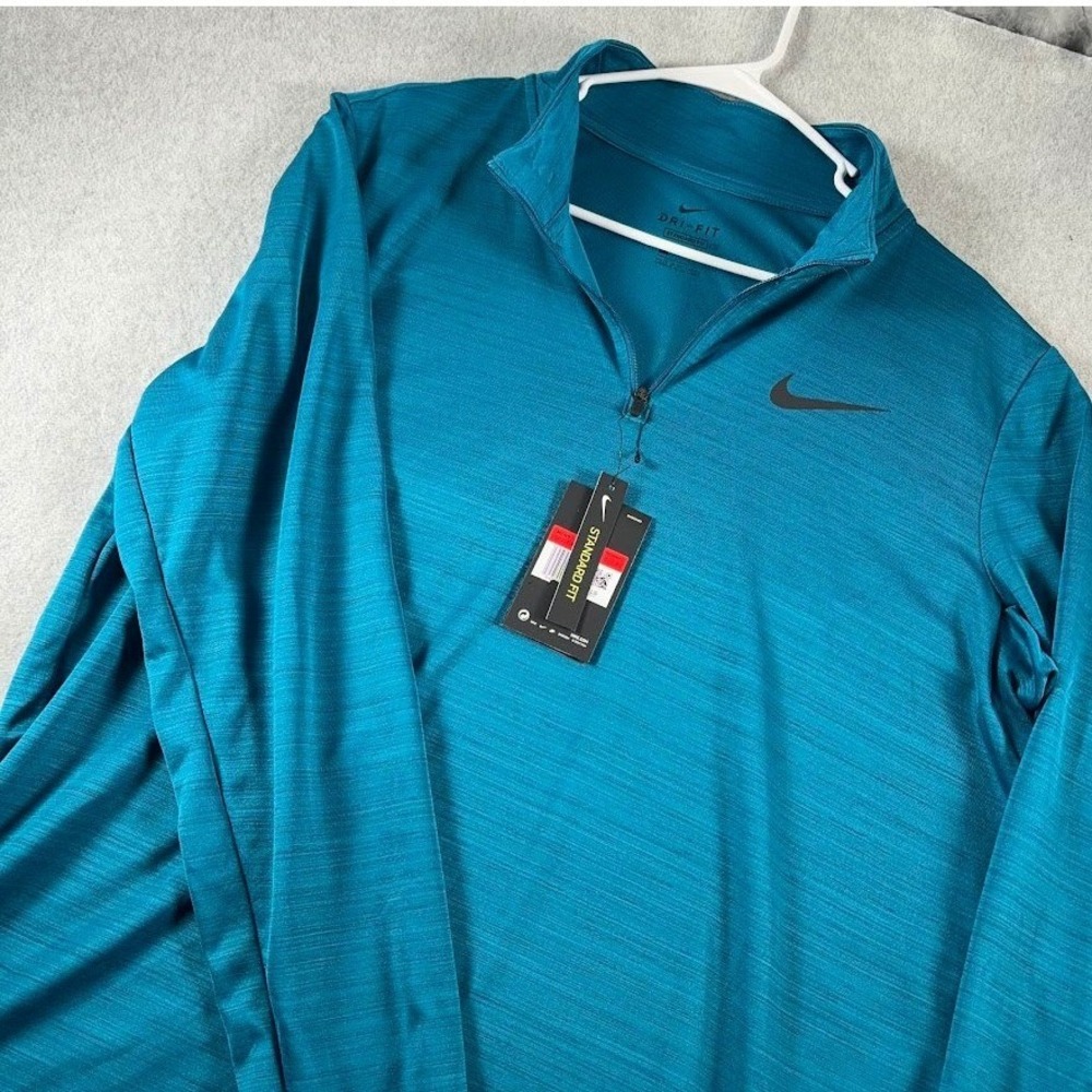 Nike Dri-FIT Breathe 1/4 Zip Pullover Mens L Teal Heathered NWT Standard Fit